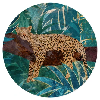 Luipaard in smaragdgroene jungle Muursticker - Manovski - Rond Luipaard in smaragdgroene jungle Muursticker - Manovski - Rond