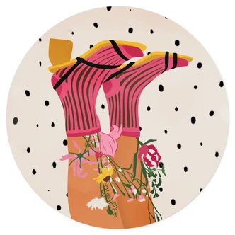 Wallsticker - strumpkärlek möter flower power - Mokate - Rund Wallsticker - strumpkärlek möter flower power - Mokate - Rund