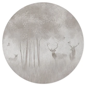 Wandtattoo Hirsche im Nebelwald - Ms Tiff - Rund Wandtattoo Hirsche im Nebelwald - Ms Tiff - Rund