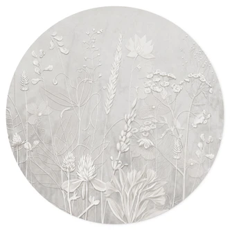 Muursticker planten in wit in een modern ontwerp - Ms Tiff - Rond 