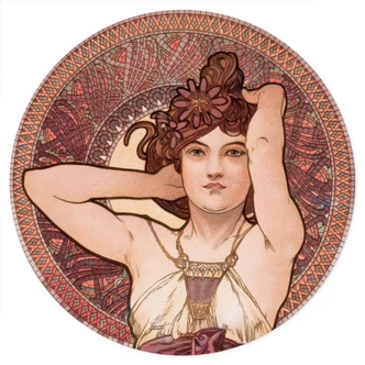 Sticker mural Mucha - pierres précieuses : Améthyste - Rond 