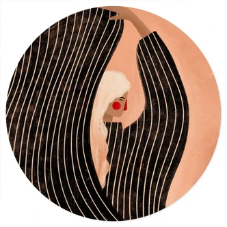 Naklejka na ścianę z czarną sukienką w paski - Müller - Okrągła Naklejka na ścianę z czarną sukienką w paski - Müller - Okrągła