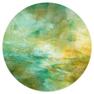 Sticker mural Horizon abstrait en vert citron - Schmucker - Rond 