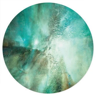 Sticker mural turquoise abstrait dans la lumière et la structure - Schmucker - Rond 
