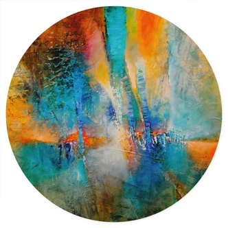 Wandtattoo Urbanes Licht in Blau und Orange - Schmucker - Rund 