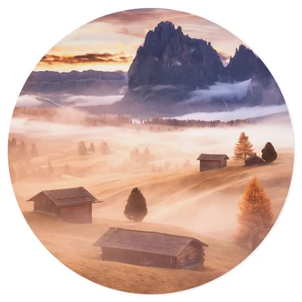 Vinilo decorativo Niebla otoñal en los Alpes - Selagea - Redondo Vinilo decorativo Niebla otoñal en los Alpes - Selagea - Redondo