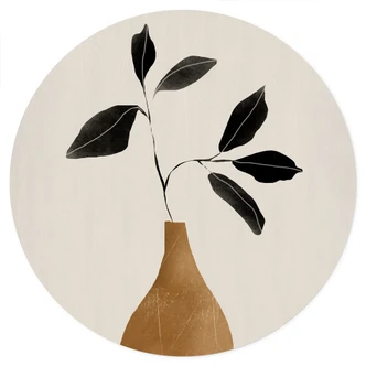 Naklejka na ścianę gałąź w złotym wazonie - ThingDesign - Okrągła Naklejka na ścianę gałąź w złotym wazonie - ThingDesign - Okrągła