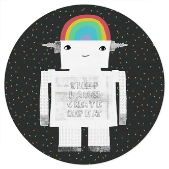 Kinderzimmer Wandtattoo Regenbogen-Roboter Sleep Laugh Create - Treechild - Rund Kinderzimmer Wandtattoo Regenbogen-Roboter Sleep Laugh Create - Treechild - Rund