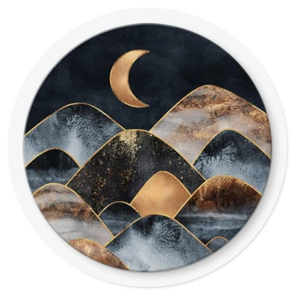 Fredriksson Wallsticker - Berg i det gyllene månskenet - Rund 