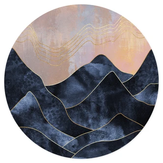 Adesivo murale Fredriksson - Catena montuosa marmorizzata - Rotondo 