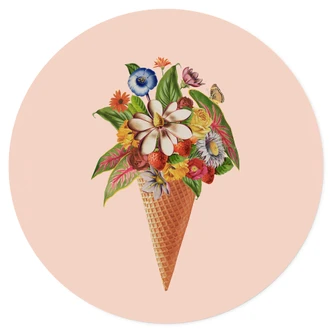 Wandtattoo Frida Floral Studio - Blumige Eistüte - Rund 