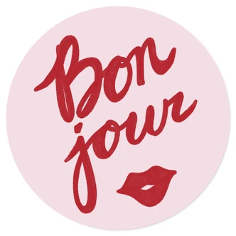 Muursticker Bonjour met kussende mond - Fritsch 