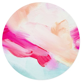 Wandtattoo Pinselstriche Pink und Türkis - Rund - Haniff 