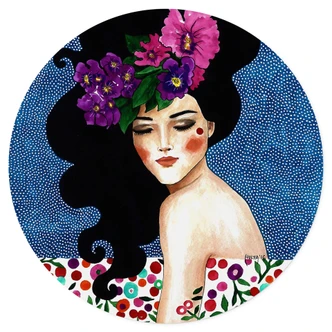 Wandtattoo Porträt - Flüsterndes Herz Rund - Hülya 