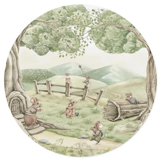 Dibond Wanddecoratie Muizenfamilie in het bos - Kikki Belle 