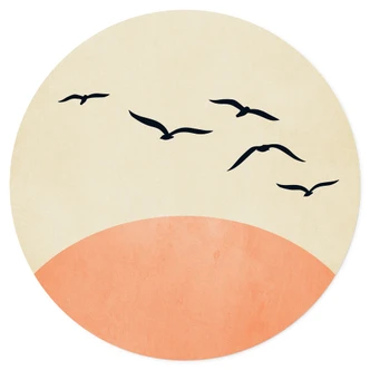 Wandtattoo Vogelschwarm im Sonnenuntergang - Kubistika - Rund 