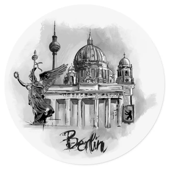 Wallsticker Berlin - Svartvitt - Rund - Love your City 