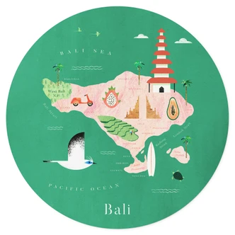 Vinilo decorativo mapa de Bali - Rivers - Redondo Vinilo decorativo mapa de Bali - Rivers - Redondo