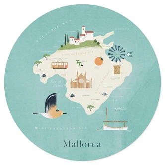 Wandtattoo Karte von Mallorca Rund - Rivers Wandtattoo Karte von Mallorca Rund - Rivers