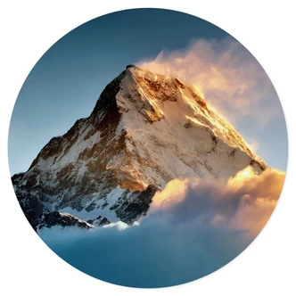 Vinilo decorativo Amanecer sobre la montaña nevada - Annapurna Himal - Redondo 