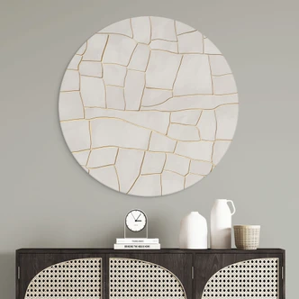 Wandbild Abstraktes Rissmuster in Beige - Alma - Alu-Dibond Rund 
