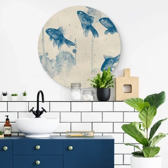 Stampa in Alu-Dibond - Pesci blu tondo 