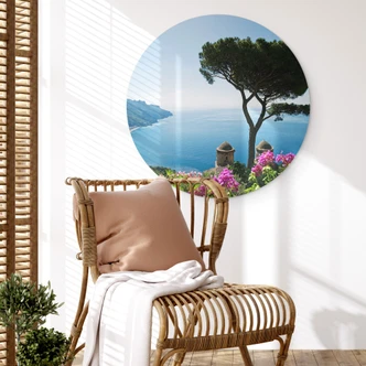 Wandcirkel Uitzicht op de Amalfikust 