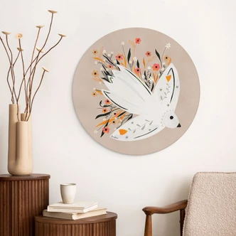 Dibond Wanddecoratie Vredesduif met kleine bloemen - Bloom 