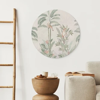 Tableaux Forêt tropicale avec cacatoès - Bloomery Decor - Alu-Dibond Rond 