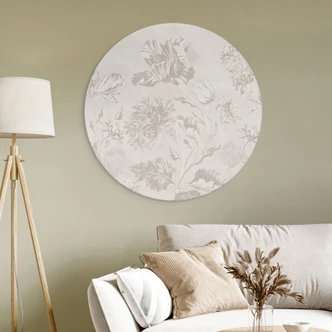 Wall Art Wildflowers in chalk look Greige - Bloomery Decor - Alu-Dibond Round 