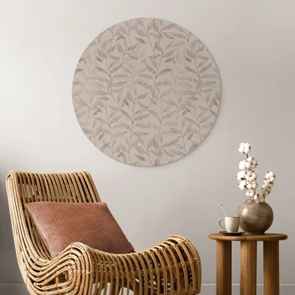 Wandbild Zarte Aquarell-Blätter - Soft Grau - Bloomery Decor - Alu-Dibond - Rund Wandbild Zarte Aquarell-Blätter - Soft Grau - Bloomery Decor - Alu-Dibond - Rund