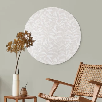 Wandbild Zarte Aquarell-Blätter - Soft Beige - Bloomery Decor - Alu-Dibond - Rund Wandbild Zarte Aquarell-Blätter - Soft Beige - Bloomery Decor - Alu-Dibond - Rund