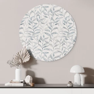 Wandbild Zarte Aquarell-Blätter - Soft Grau - Bloomery Decor - Alu-Dibond - Rund Wandbild Zarte Aquarell-Blätter - Soft Grau - Bloomery Decor - Alu-Dibond - Rund