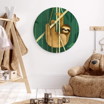 Alu-Dibond Braun - Faultier - Rund 