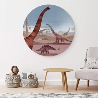 Wandbild Im Land der Dinosaurier - Alu-Dibond Rund - Braun 