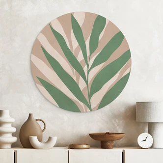 Tropische takken in een zacht kleurenspel - Costa - Alu-Dibond Rond 