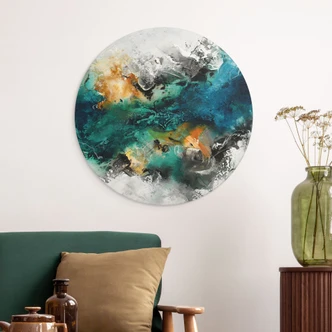 Wanddecoratie kleur mist abstract - Fedrau - Rond - Alu-Dibond 
