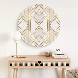 Alu-Dibond Fredriksson - Art Deco: Goldene Geometrie - Rund 