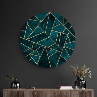 Alu-Dibond Fredriksson - Blau-grüner Edelstein - Rund 