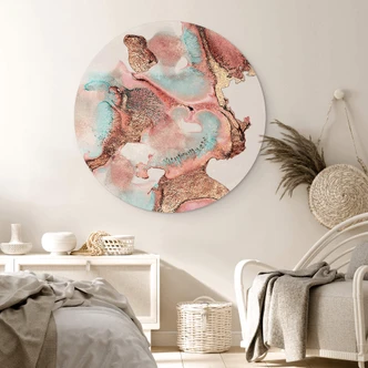 Wandbild Fredriksson - Goldene Tinte mit Nuancen in Rosé - Alu-Dibond Rund 