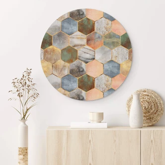 Wandbild Fredriksson - Marmor & Perlmutt - Alu-Dibond Rund 