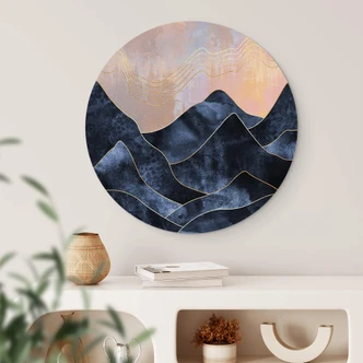 Wandbild Fredriksson - Marmorierter Gebirgszug - Alu-Dibond Rund 