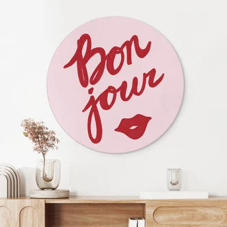 Dibond Wall Decoration Bonjour with kissing mouth - Fritsch 