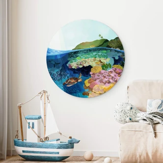 Alu-Dibond Goed Blauw - Unterwasser - Rund Alu-Dibond Goed Blauw - Unterwasser - Rund