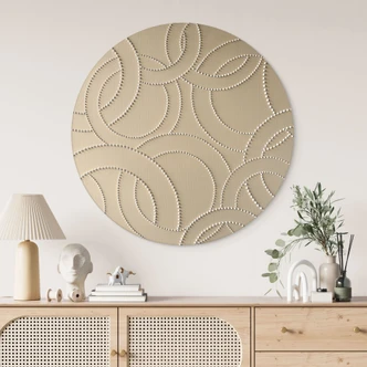 Wanddecoratie Abstracte ringen beige - Grande - Alu-Dibond Rond 