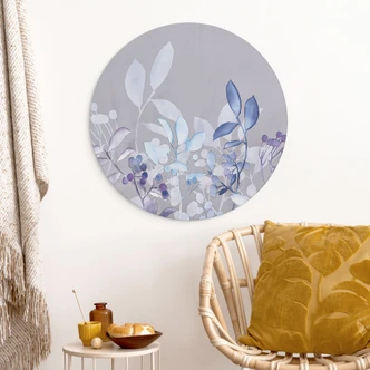 Dibond Wanddecoratie Blauwe aquarelplanten - Haase 