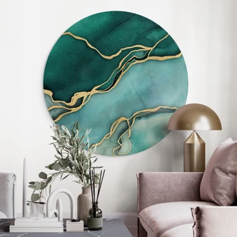 Wandcirkel Marmer in goudgroen - Haase 