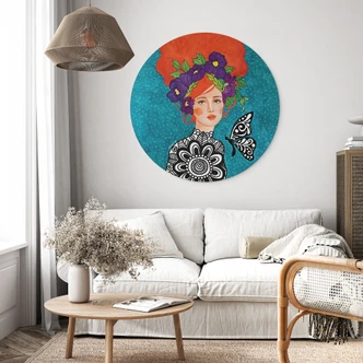 Stampe per pareti con corona di fiori - Hülya - Alu-Dibond Round Stampe per pareti con corona di fiori - Hülya - Alu-Dibond Round