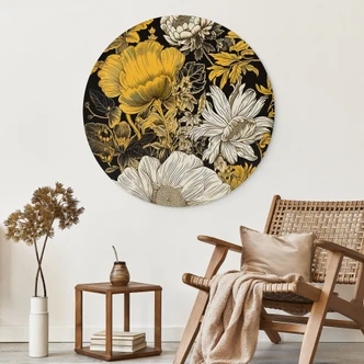 Wandbild Blütenpracht in Ocker - Alu-Dibond Rund - Jaszke 