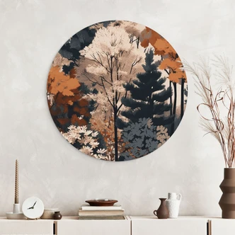 Tableau sur alu-Dibond rond Forêt d'automne colorée - Jaszke 